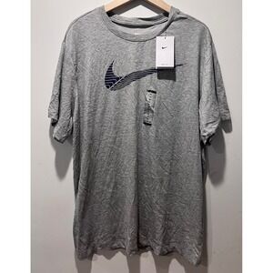 Nike Mens Gray Training Tee Dri-FIT Logo Athletic T‎ Shirt XL